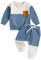 Toddler Baby Boys Fall Winter Outfits Long Sleeve Contrast Color Sweatshirt Pullover T shirt with Elastic Waist Sweatpants Tracksuit Sets 2Pcs Clothes for Little Boys (Blue White, 3-4 Years)