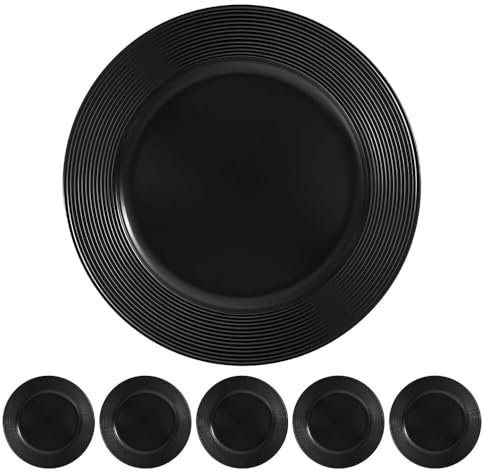 Murago - 6er Set Platzteller ca. 33cm Kunststoff Schwarze - matte Unterteller Untersetzer für Teller Kerzen Dekoteller Kerzenteller Dekoration für Hochzeit Weihnachten Tischdeko