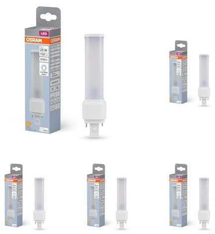 Osram DULUX D 26 Ampoule LED pour culot G24D-3, 9 watt, 1100 lumen, blanc froid (4000K), orientable, en remplacement de l'ampoule Dulux classique 26W (Lot de 5)