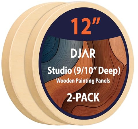2-Pack Round Wood Canvas Panels, 0.9'' Deep – Unfinished Wood for Art, Pouring, Oil Painting & Crafts