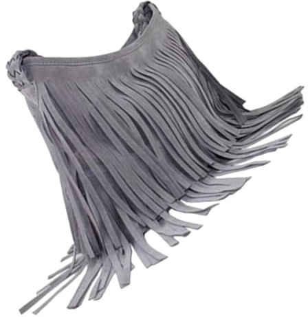 IMIKEYA Borsa a tracolla da donna con frange, borsa a tracolla retrò moda per occasioni speciali colore grigio