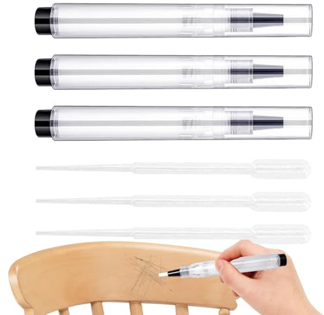 3 Pcs Refillable Touch U p Paint Pen Brush, Reusable Paint Pens Repair Tool, DIY Home Furniture Repair Tool for Wall, Wood, Floor, Cabinets, Doors and Crafts