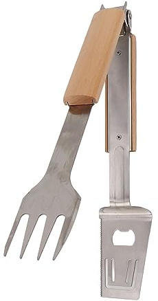 Pinzas para Parrilla, espátula, Tenedor y Pinzas de Acero Inoxidable Duradero. Pinzas multifuncionales de Mango Largo para Buffet y Camping.