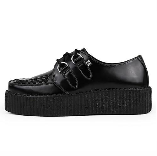 T.U.K. Viva High Creeper - Men's and Women's Shoes - Colour Black Leather - Size UK Men 11 / UK Women 12