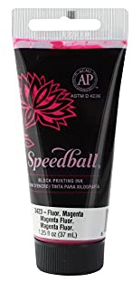 Speedball 37 ml 35 ml vattenlöslig block bläck fluorescerande magenta, blocktryck, lino-tryck, skärmtryck, för konstnärskit