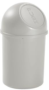 helit Poubelle à trappe en plastique - capacité 6 l, hauteur 375 mm, lot de 6 - gris clair - collecteur de déchets collecteurs de déchets corbeille à déchets corbeilles à déchets poubelle poubelle à