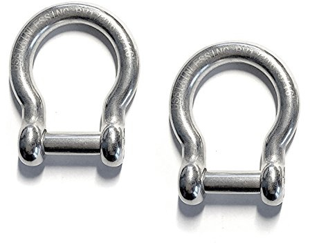 US Stainless Stainless Steel 316 Bow Shackle 5/16 (8mm) with Hex Sink Pin Marine Grade 2 Pieces