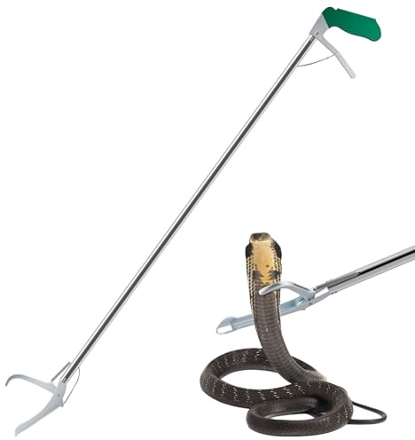 52 Extra Long Snake Tongs Reptile Grabber Catcher, Stainless Steel & Wide Jaw Pick-up Handling Tool