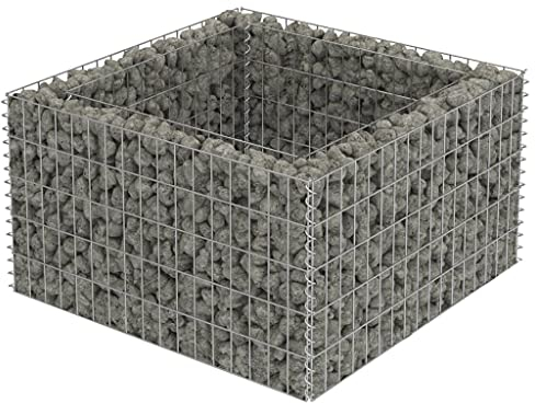 vidaXL Lit Surélevé à Gabion Acier Galvanisé Argenté 90x90x50 cm Jardinière