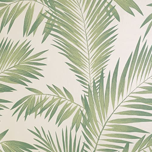 Arthouse Tropical Palm Green & Cream Wallpaper - for Living Spaces & Feature Walls - Bedroom - Kitchen - Hallway - Livingroom - Office Study - Rustic - Modern - Full Roll 10.05m (L) X 53cm (W) 906802