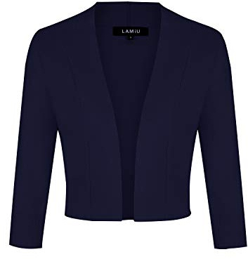 MINTLIMIT Cropped Cardigan Vintage Women 3/4 Sleeve Cardigan Summer Clothes Dark Blue L