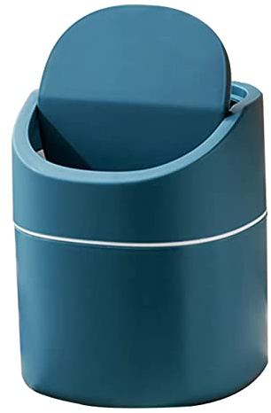 Yngffb Desktop Trash Can, Mini Plastic Desktop Trash Bin, Bedroom Bin, Desk Bin, For Bathroom Vanity, Desktop,- Dispose Of Cotton Rounds, Makeup Sponges, Tissues; 2 Liter (Blue)