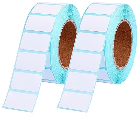 Cyleibe 2000 st självhäftande etikettklistermärke, adressetiketter tom rulle 40 mm x 20 mm kontorskök, vita matetiketter för catering, matburkar, klisterklistermärken för kontor, kök, skrivare