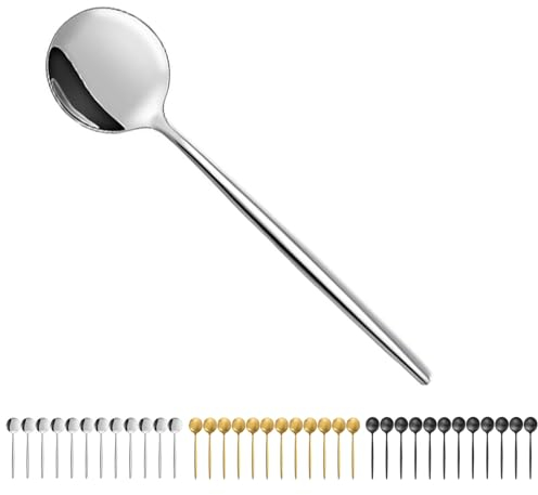 Bestdin Cucchiai 12 pezzi, squisito set di cucchiai da minestra 12 cm (4,7 inch), cucchiaio da caffè lucidato a specchio, cucchiaio da espresso in acciaio inox, lavabile in lavastoviglie