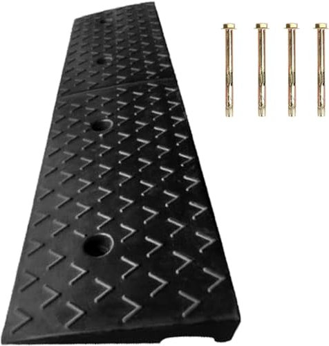 bimiti 2 Rise Portable Rubber Kerb Ramp, 5cm Height Threshold Curb Ramp, Slip-Resistant Shed Ramps for Sidewalk Driveway Motor Loading Dock Car Bike Truck Wheelchair, 100×25×5cm Black