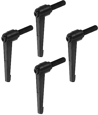 QUARKZMAN 4uds Ajustable Sujeción Palanca Manijas M12 x 60mm Macho Rosca Perno Perillas Giratorio Tornillo Bloqueo Rápida Liberación Trinquete Pulsador Botón Mango, Negro