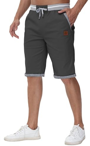 Djtnzdm Bermuda Cargo Estivi Pantaloncini Uomo Cotone Lavoro Golf Sportivi Pantaloni Corti Casual Shorts Uomo Blu Grigio 3XL
