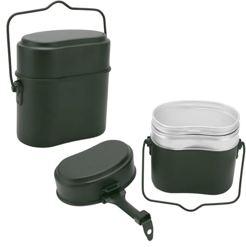 Pattumiera militare, kit di pentole e padelle per il pranzo militare portatile set di pentole e padelle in alluminio resistente alla temperatura di 180 °C bento box da campeggio per all'aperto picnic