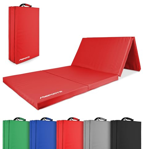 MSPORTS Tapis de gymnastique Premium pliable tapis de sol souple 190 x 80 x 5 cm - Tapis de gymnastique - Tapis de sport pour la maison, les enfants et les adultes (rouge, 190 x 80 x 5 cm)