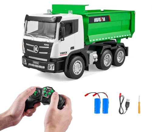 VEVOR Camion à Benne basculante télécommandé, 9 canaux, Camion-Benne RC échelle 1:18, Jouet véhicule de Construction, avec lumière, 2 Piles Rechargeables, pour Enfants, garçons, Filles, 8 Ans et Plus