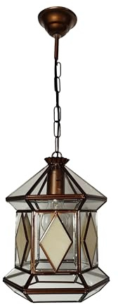 Farol Granadino, Diseño Elegante, Vidrio y Metal, Lámpara Colgante