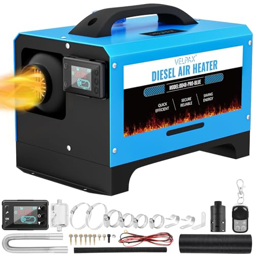 VELPAX Riscaldatore d'Aria Diesel all-in-One 8KW 12V riscaldatore d'Aria Diesel con silenziatore, LCD e Telecomando per Camper,Macchine,Camion,Barche,Autobus