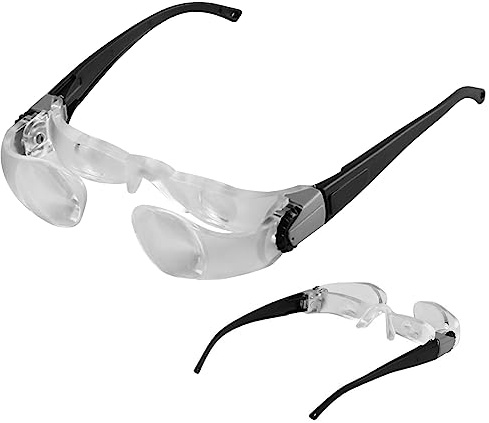 Lupas Gafas de aumento ajustables 4X Gafas de lupa portátiles antideslumbrantes para personas mayores con presbicia que miran televisión para lectura con baja visión, gafas de lectura de pesca Gafas d