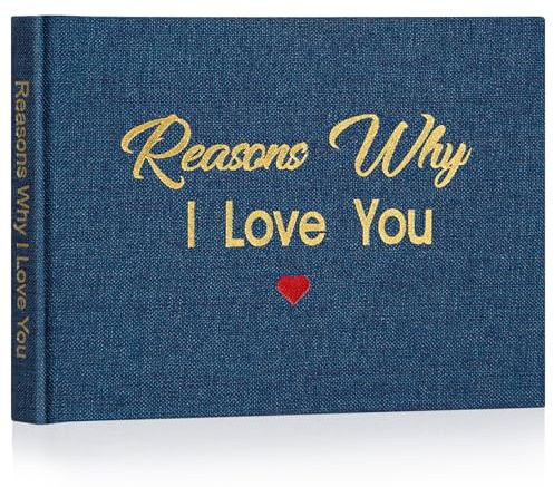 Miaikoe What I Love about You tygbok, fyll i tomma kärleksdagboksbok för par man fru honom hennes födelsedag julklappar julstrumpa fyllare (blå)