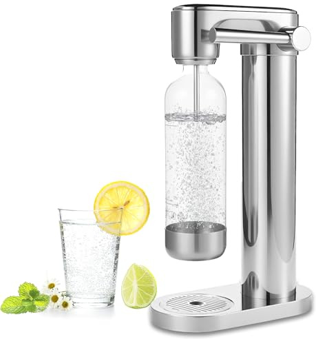 PUPDUMM Wassersprudler Edelstahl, Manuelle Kohlensäuremaschine für Zuhause, Mit BPA-freier PET-Flasche, Kompatibel mit 60L Gewinde-CO₂-Zylindern (Zylinder nicht enthalten)
