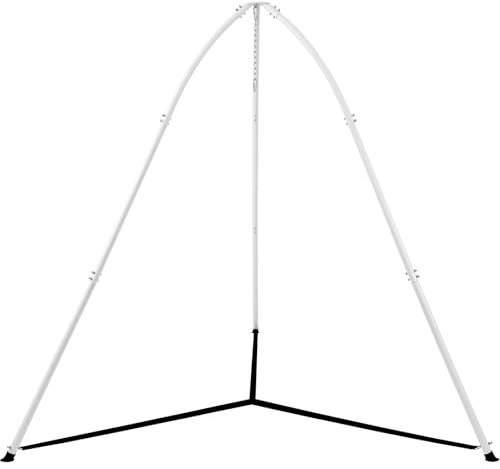 SELFLA Soporte para Silla Colgante de Trípode Multiuso, Soporte Resistente para Silla Colgante Interior & Exterior, Diseño Triangular Ajustable en Altura, Capacidad 149,6 kg, Montaje Fácil - Blanco