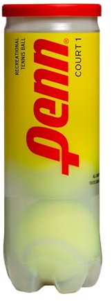 Penn Court 1 Recreational Tennis Balls - Regular Duty Felt Pressurized Tennis Balls - 1 Can, 3 Balls