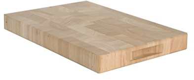 T&G 10932 Rectangular End Grain Chopping Board with Finger Grooves in Hevea, Medium, 38 x 26 x 4 cm