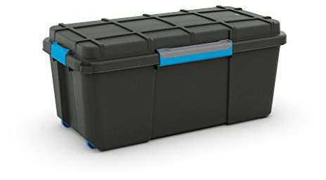 Large Plastic Scuba Dive Dry Box Black Wheeled Mobile Storage Trunk - 65 Litres - Perfect for Loft Cellar Garage Storage!
