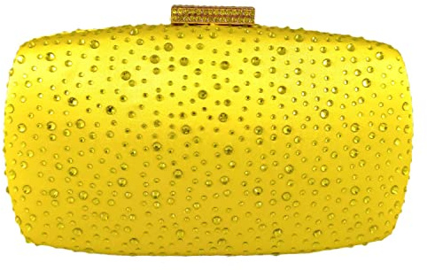 Boutique De FGG Borse da Sera per Donne Pochette e Clutch di Cristallo Borse da Sposa con Strass Minaudiere in Diamanti, Piccolo, Giallo
