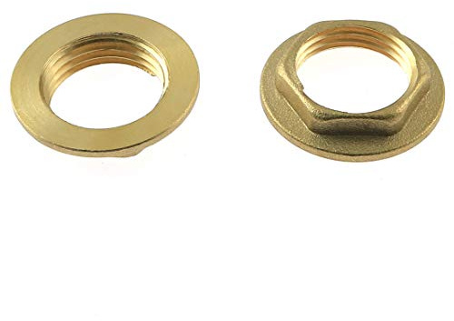 DZS Elec 2pcs Brass Jam Nut 1/2 NPT Female Lock Nut Gasket NPT Female Brass Fixing Cap with Flange Hexagon Ring