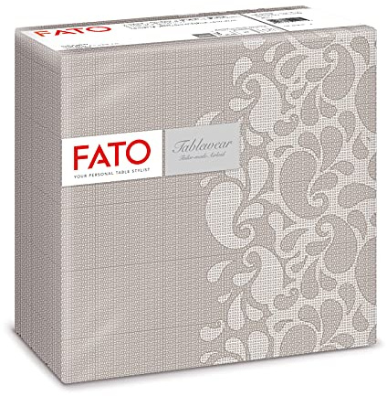 Fato, serviettes en papier, airlaid, effet textile, paquet de 50 serviettes, format 40x40 pliées en 4, décoration Gouttes gris colombe