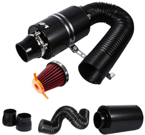 Simoni Racing Boîte à air AB1 Carbone avec Filtre Conique, diamètre Tube articulé 76mm, réglable de 21cm à 82cm, Noir