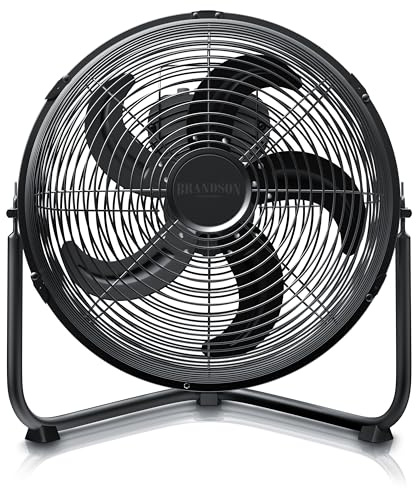 Brandson - Macchina del Vento - L’Originale Ventilatore da Pavimento - Diametro 30cm - 3 Velocitá – 48 W di Potenza Max - Molto Potente – Tutto in Metallo Total Black - Nero Opaco