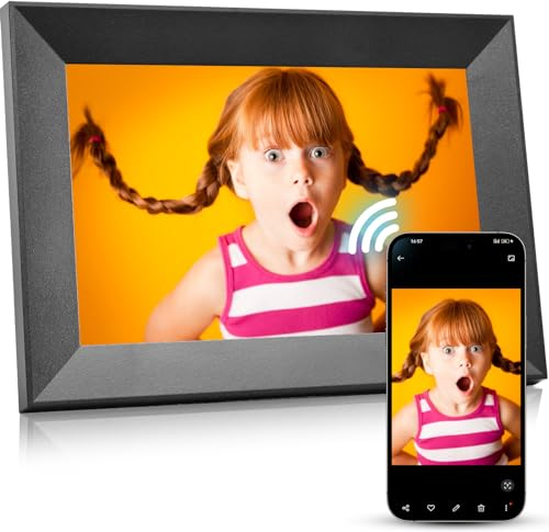 Do-Electr 10 Zoll Digitaler Bilderrahmen WLAN 1280*800P, Elektronischer Bilderrahmen mit IPS Touchscreen,16GB Speicher Digitale Bilderrahmen Auto-Rotat,Teilen Sie Fotos oder Videos über die Frameo-APP