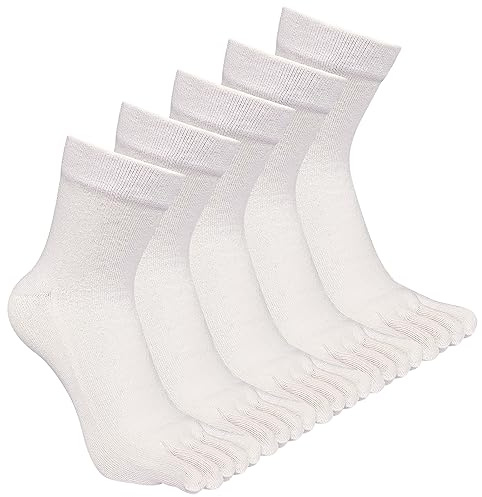 CaiDieNu Mens Toe Socks Cotton Running Five Finger Crew Socks Cotton