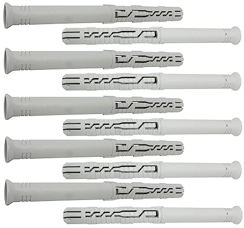 AERZETIX - C67092 - Set of 10 Universal Dowels Diameter 12 x 140 mm with Bevelled / Countersunk Flange - Polyamide - Masonry Fixing Concrete Brick Blocks Building Screws Construction