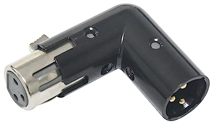 wecan 3-Pin xlr 90 Grados Adaptador, Ajustable Macho a Hembra Ángulo recto XLR Adaptador para cable Dmx Negro