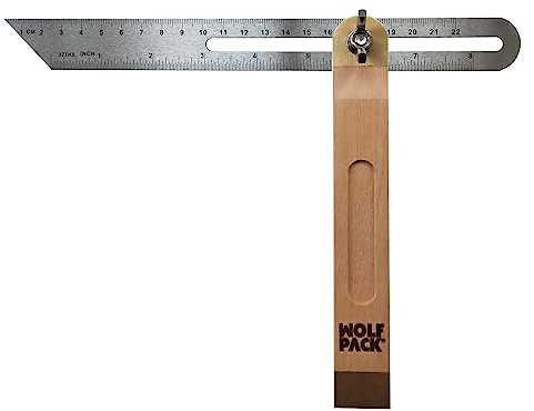WOLFPACK LINEA PROFESIONAL Escuadra Medidora Biselada Con Escala 22 cm. Falsa Escuadra, Escuadra Biselada, Escuadra de Carpintero, Escuadra Combinada