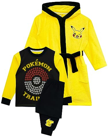 Pokémon Accappatoio Set Pigiama Pikachu | Accappatoio Pikachu per Ragazzi | Merchandise Ufficiale Giallo | 11-12 Anni