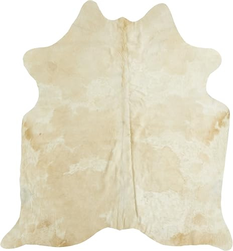 -Luxor- Living Tapis en Peau de Vache véritable - Tapis Naturel pour Une atmosphère réaliste - Environ 160 x 240 cm - Beige à Motifs