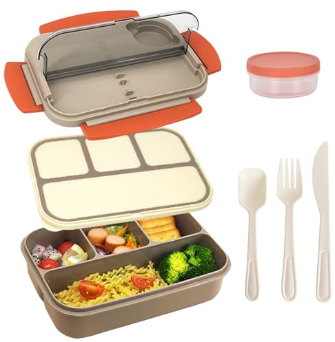 Colexy Contenitore per il Pranzo Bento Portapranzo a Prova di Perdite con Scomparti Portapranzo da 1300 ml Adulti Bambini per Microonde e Lavastoviglie Scuola Lavoro Picnic Viaggi (Grigio)