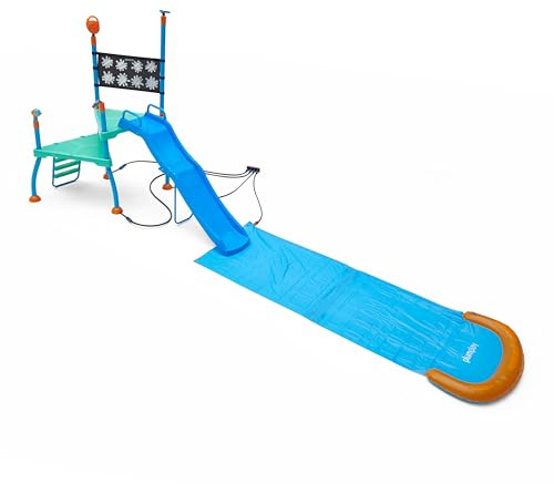 Plum Play Kids Outdoor Water Slide Play Equipment - with Built-in Toy Sprinklers, Backyard Waterpark with Bubble Blower, Coloring Wall 3 Years+, Up to 220 lbs (Shower Tower)