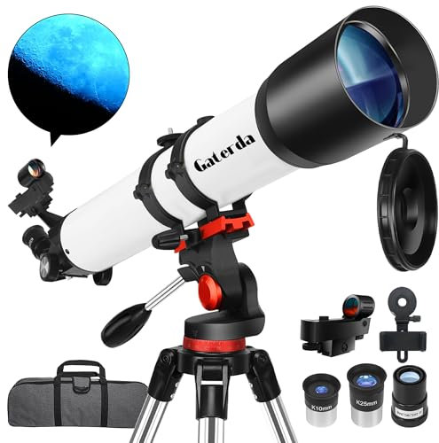 Teleskop, Teleskop Astronomie Erwachsene, 90mm Öffnung Professionelle Refraktor Teleskope für Kinder und Anfänger, Fernrohr Teleskop Kommt mit Sucher, AZ Montieren, Telefon-Adapter für Sternguckerei