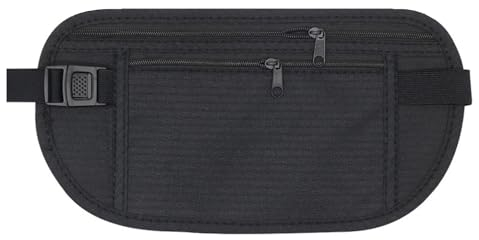 MUNSKT Reisepasshülle, sichere versteckte Reisebrieftasche mit RFID-Blockierung, verdeckte Bauchtasche, Anti-Diebstahl-Reisepasshülle für Männer und Frauen, Schwarz , Einheitsgröße, Nein