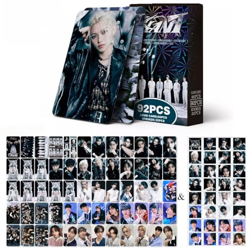 SKZ 60 Pcs Photocards +32 Pcs Sticker song album Collection stray-kids 92pcs Postcards Felix Bangchan Hyunjin Photo Cards (GIANT)